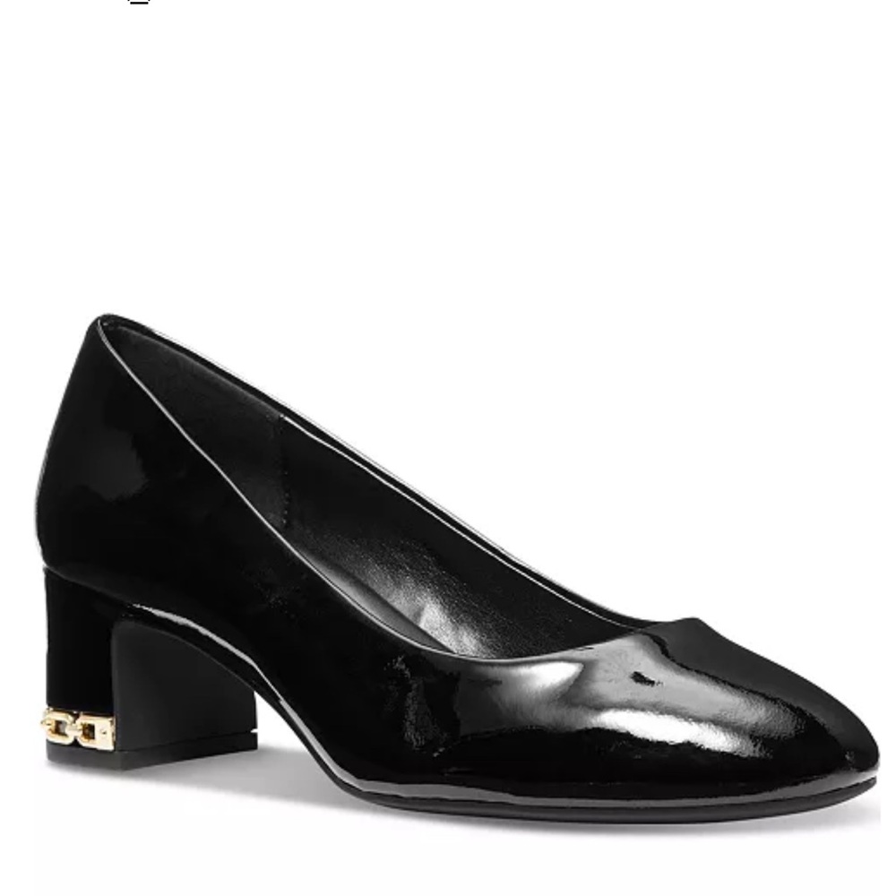 Michael Kors Black Patent Leather Heels with Gold Accent
